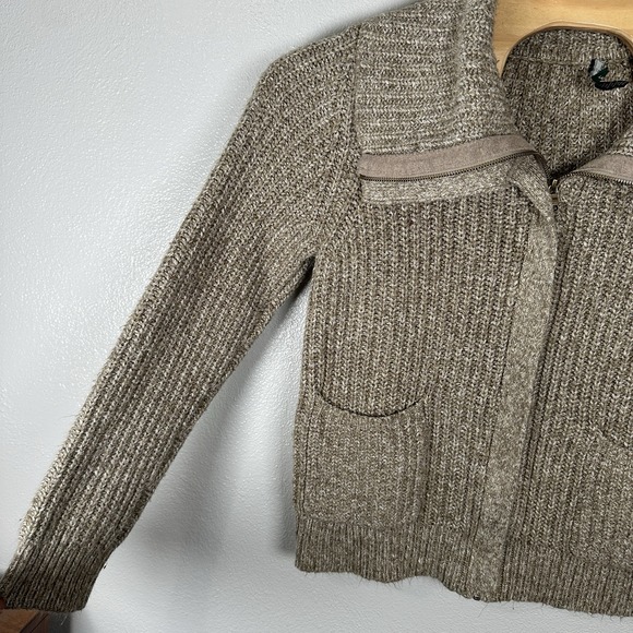 Lauren‎ Ralph Lauren Brown Beige Cotton Blend Knit Zip Front Sweater Womens XL - Picture 2 of 4